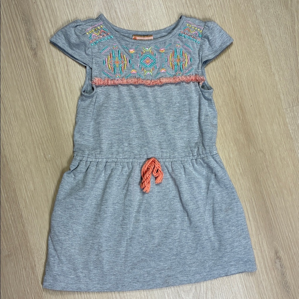 Gillian’s Closet Gray Soft Cottony Dress with Embroidered Details